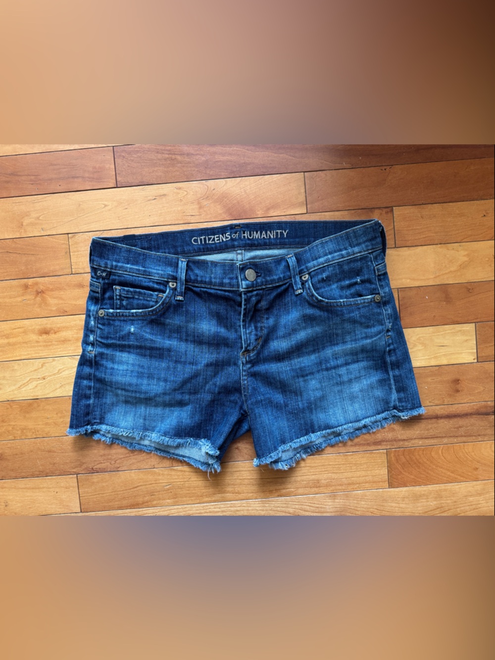 Citizens Of Humanity Indigo Frayed Hem Denim Shorts